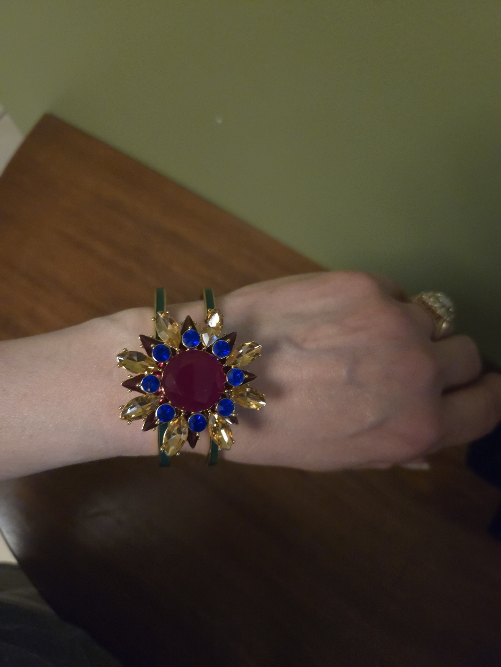 Talbots Signed Vintage Gold-Tone Finish Floral Design Cuff Bangle Style Bracelet